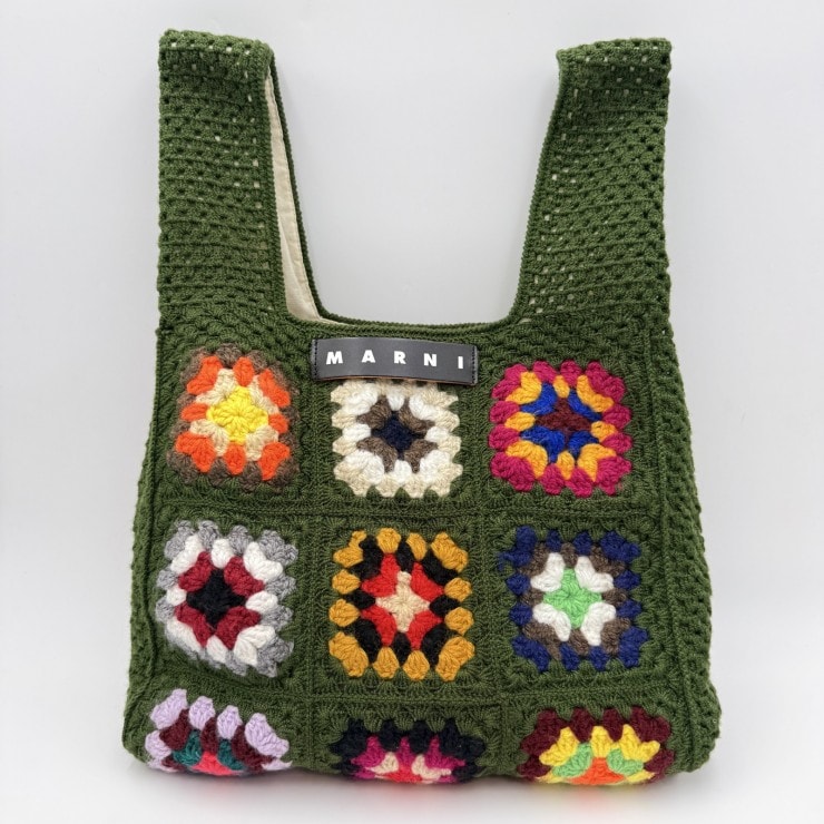 MARNI(マルニ)MARNI MARKET FISHバッグ トートバッグ ハンドバッグ クロシェ グリーン マルチカラー ニット レディース