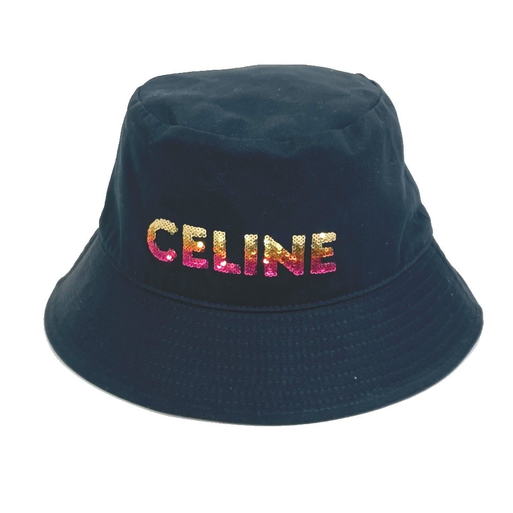 セリーヌ CELINE バケット 2AUO1968P エンブロイダリー グラデーションシークイン バケットハット 帽子 ハット コットン ブラック