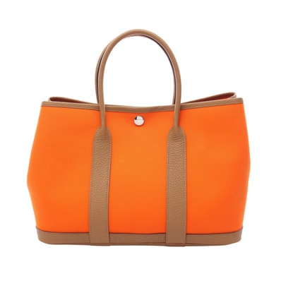 エルメス HERMES ガーデンパーティTPM トートバッグ バッグ キャンバス レザー トワルオフィシエ / ネゴンダ トワルオフィシエ ビスキュイ B刻印(2023年製造) レディース オレンジ系 / ブラウン系 【中古】