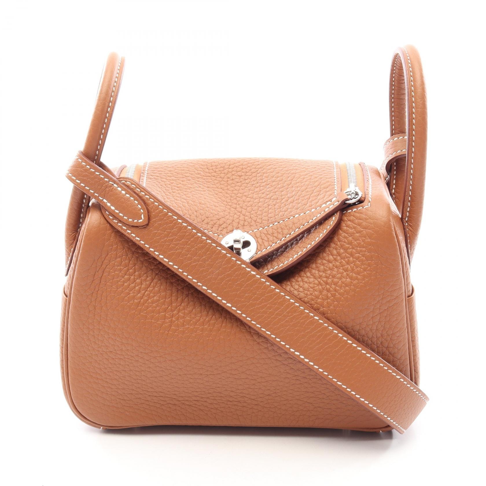エルメス HERMES リンディ ミニ ゴールド ショルダーバッグ バッグ レザー トリヨンクレマンス ゴールド レディース ブラウン系 【中古】