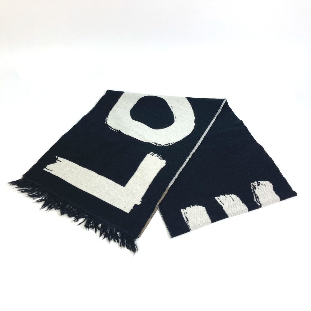 バーバリー 8037416 フリンジ LOVE マフラー ウール ブラック 美品