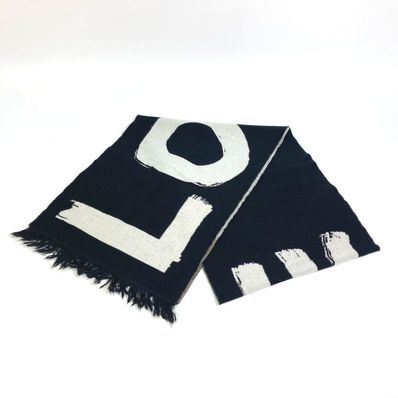 バーバリー 8037416 フリンジ LOVE マフラー ウール ブラック 美品