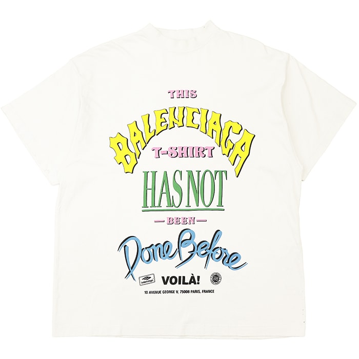 【美品】BALENCIAGA バレンシアガ Tシャツ サイズ 1 ユニセックス 2024年モデル NOT BEEN DONE ロゴ プリント ダメージ加工 オーバーサイズ プルオーバー ショートスリーブ 半袖 トップス マルチカラー ポルトガル製