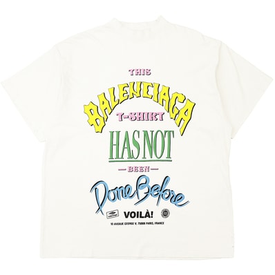 【美品】BALENCIAGA バレンシアガ Tシャツ サイズ 1 ユニセックス 2024年モデル NOT BEEN DONE ロゴ プリント ダメージ加工 オーバーサイズ プルオーバー ショートスリーブ 半袖 トップス マルチカラー ポルトガル製