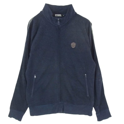 HYSTERIC GLAMOUR ヒステリックグラマー 0222CJ01 ロゴ ワッペン サイドライン ジップアップ トラックジャケット ジャージ ネイビー系 M【中古】