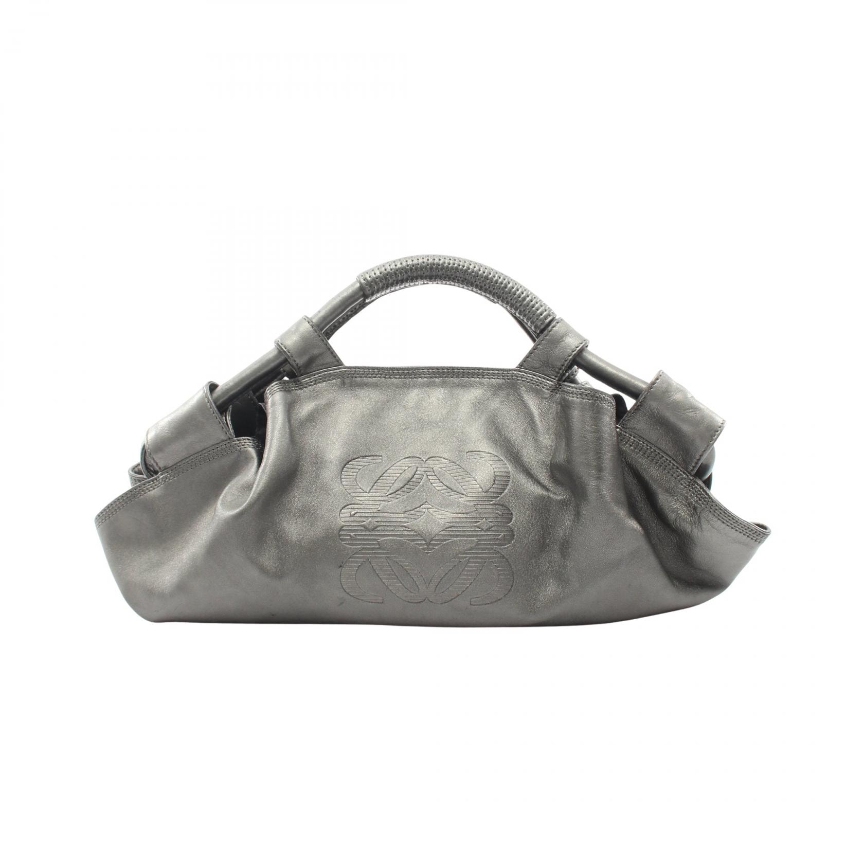 ロエベ LOEWE ナッパアイレ メタリック ハンドバッグ バッグ レザー レディース グリーン系 【中古】