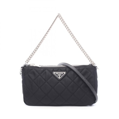 プラダ PRADA TESSUTO IMPUNTU ショルダーバッグ バッグ ナイロン レザー レディース ブラック系 1BH026 【中古】