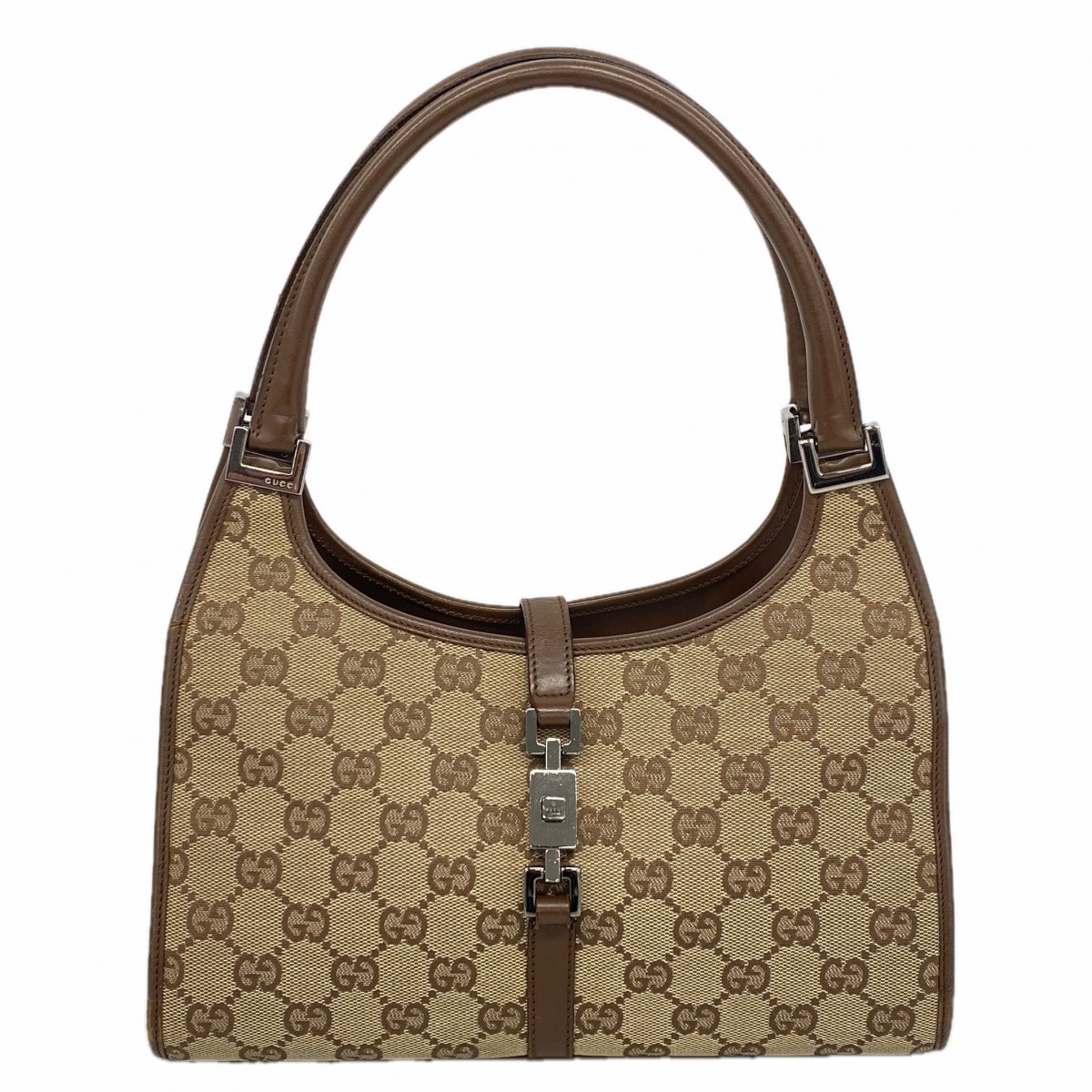 【6gd4387-k】グッチ ハンドバッグ GGキャンバス/ジャッキー 002 1068 キャンバス ブラウン シルバー金具【中古】レディース