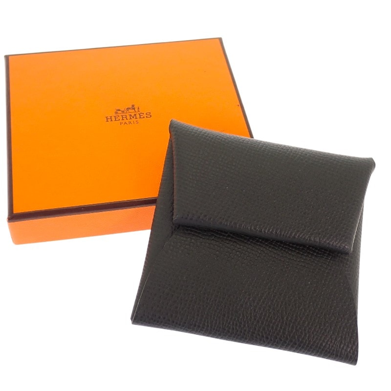 エルメス HERMES バスティア H083035CK コインケース ヴォーエプソン グレー ヴェールアングレ シルバー金具 レディース メンズ【中古】【Aランク】