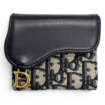 極美品 クリスチャンディオール 三つ折財布 Saddle Lotus ウォレット
