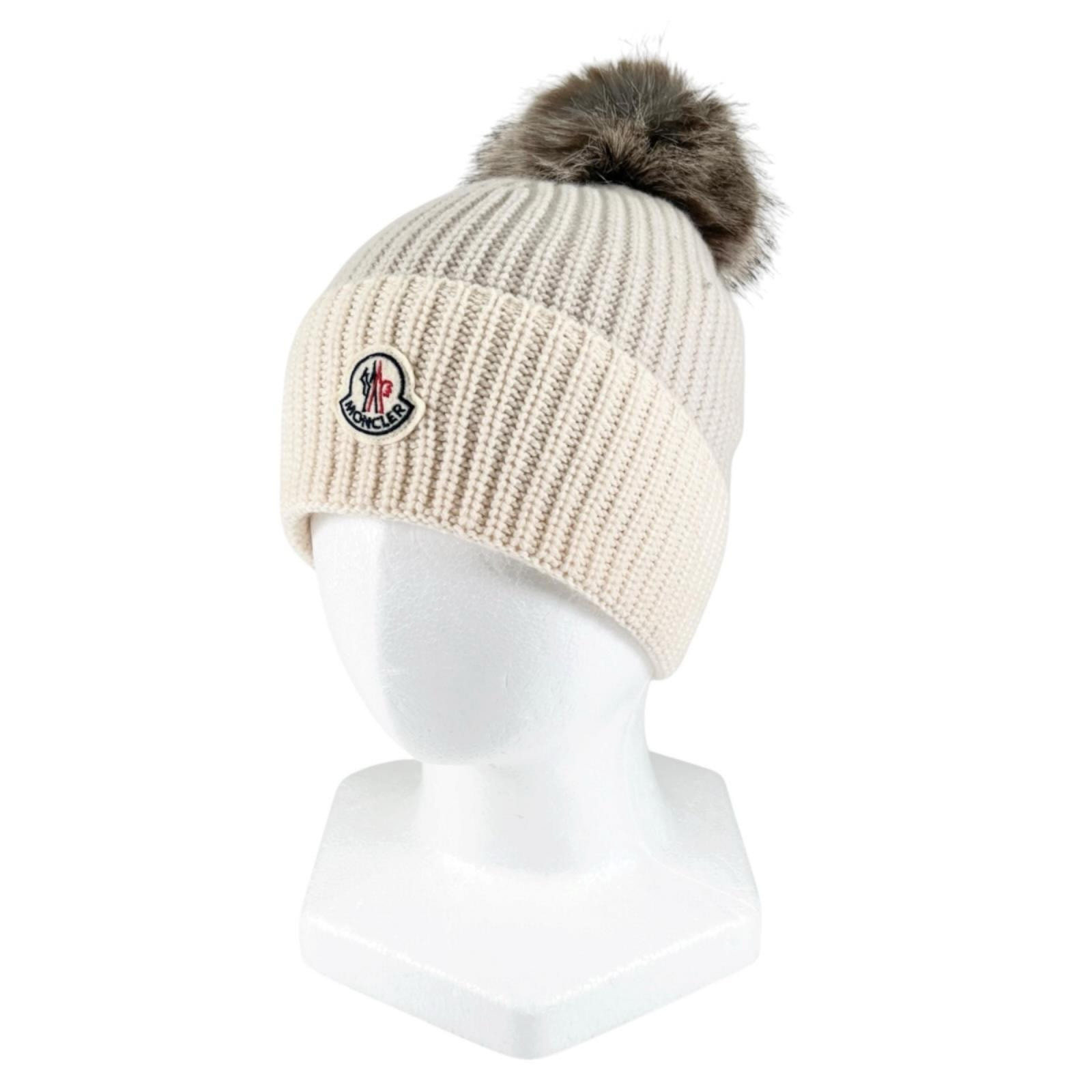 極美品 モンクレール ニットキャップ BERRETTO TRICOT アイボリー