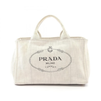 プラダ PRADA CANAPA STAMPATA カナパ トートバッグ バッグ キャンバス レディース グレー系 B2642B 【中古】