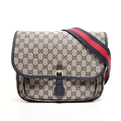 グッチ GUCCI GGキャンバス メッセンジャーバッグ 793823 ネイビー ショルダーバッグ【中古】