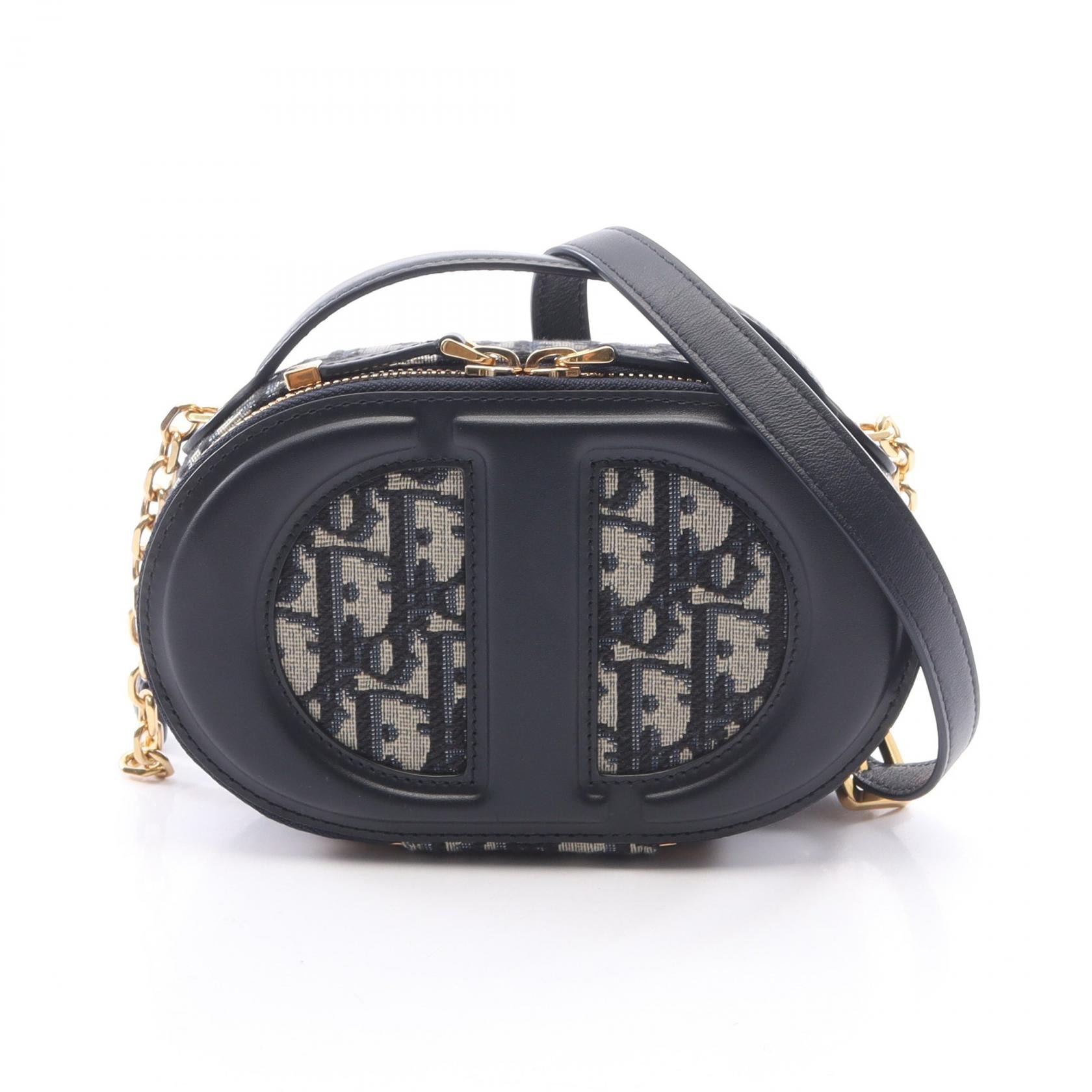 ディオール Dior CD シグネチャー オブリーク オーバル カメラバッグ 2WAY ハンドバッグ バッグ キャンバス レザー レディース ネイビー系 / アイボリー系 S2201UTZQ_M928 【中古】