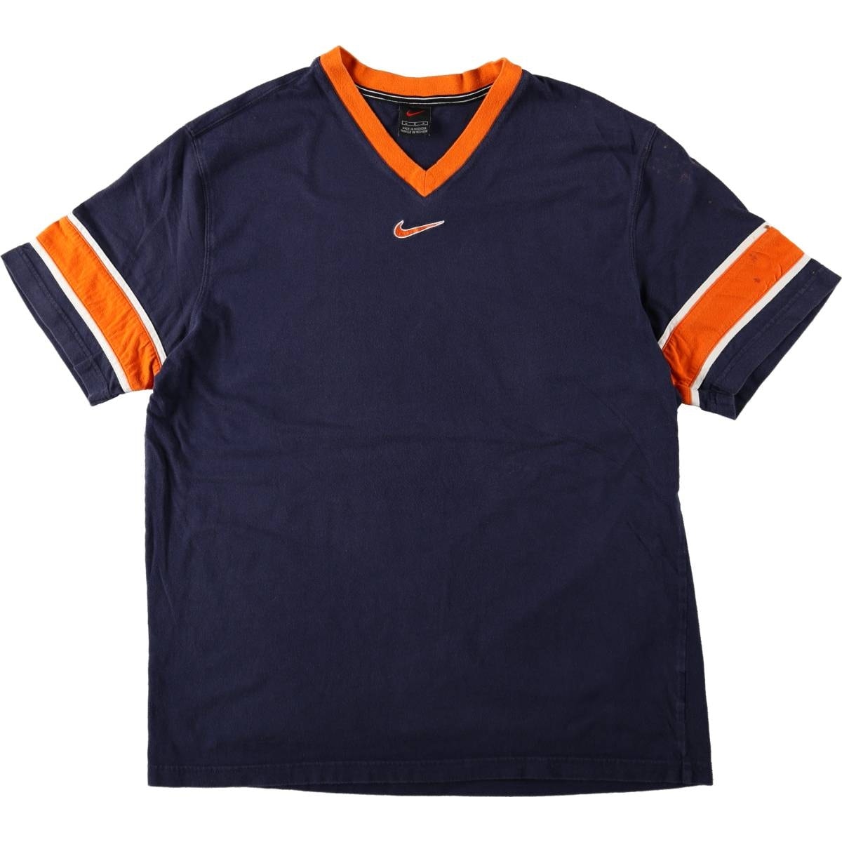 古着 ナイキ NIKE センターロゴ VネックTシャツ メンズL相当/eaa667359