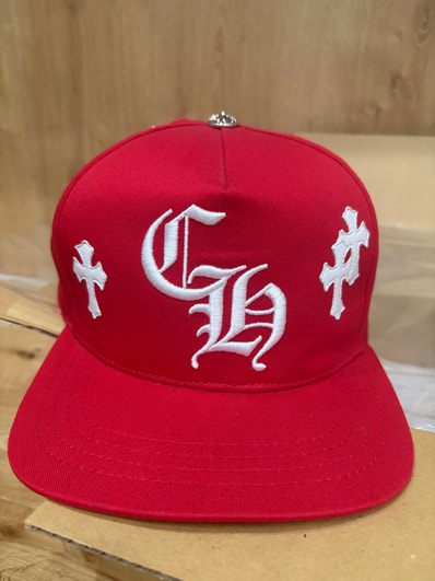 Chrome Hearts CH Hat Cross Patch Baseball Cap "Red/White"