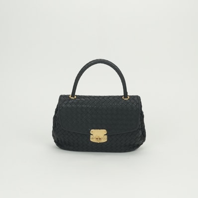ボッテガヴェネタ BOTTEGAVENETA ボッテガ Bottega Veneta イントレチャート バッグ トートバッグ レザー ブラック Black 黒 ゴールド金具 ハンドバッグ トップハンドル ターンロック