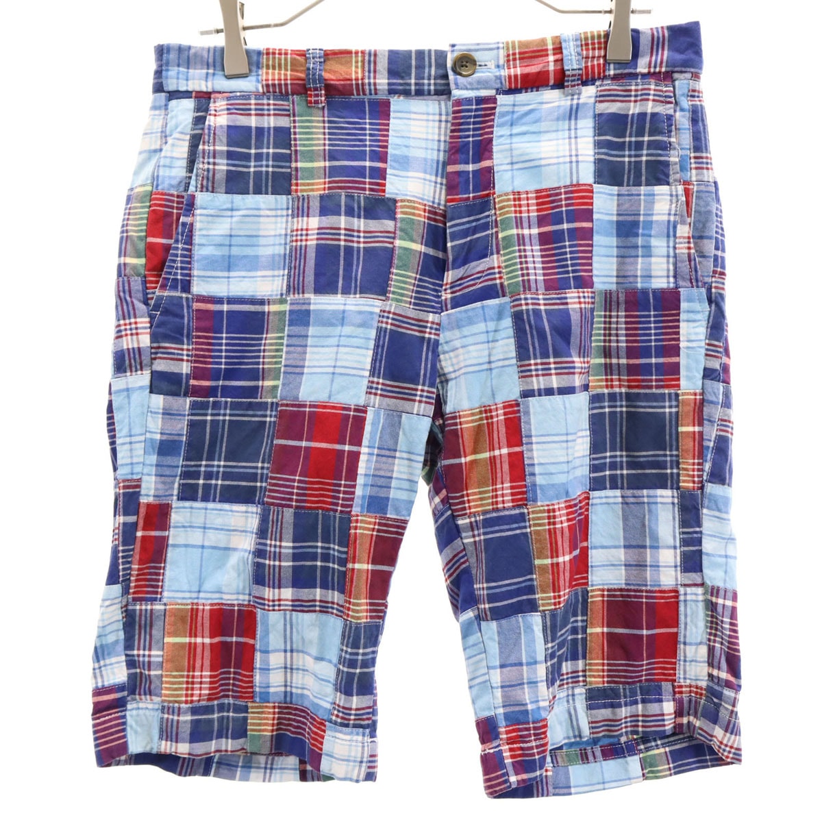 Brooks Brothers ブルックスブラザーズ チェック柄 パッチワーク ショートパンツ W31 ネイビー系