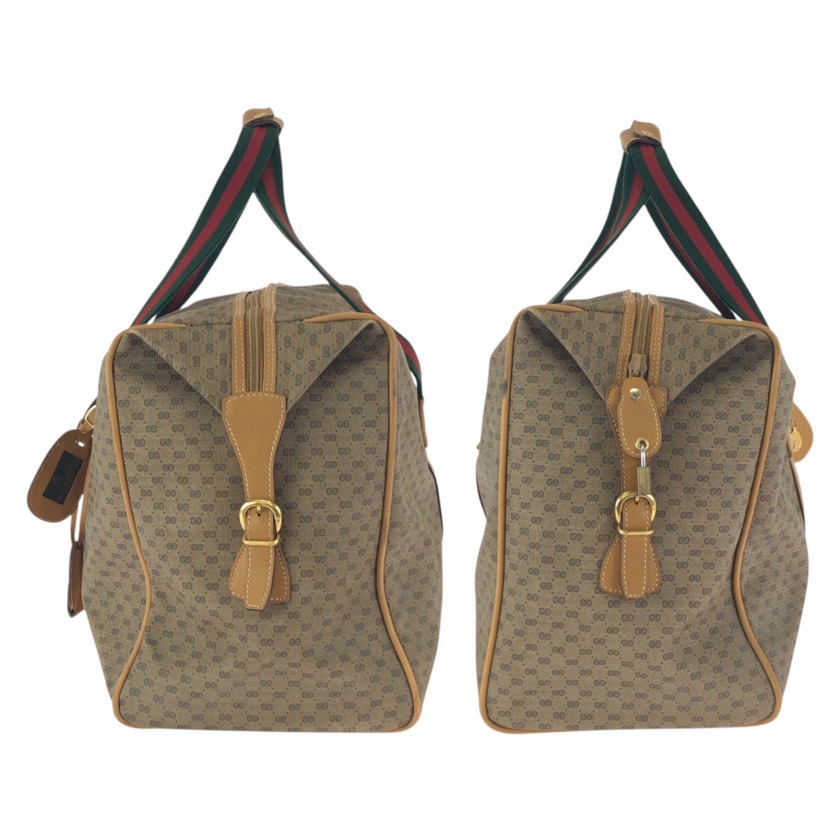 美品 GUCCI グッチ ヴィンテージ オールドグッチ シェリーライン マイクロGG ベージュ ゴールド金具 PVC /レザー 012 39 0079 ボストンバッグ トラベルバッグ メンズ 603263 【中古】 B (目立った傷や汚れなし)】美品 GUCCI グッチ ヴィンテージ オールド