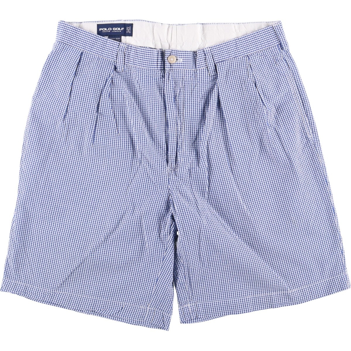 古着 ラルフローレン Ralph Lauren POLO GOLF ポロゴルフ FAIRWAY SHORT ギンガムチェック ツータック シアサッカーショーツ ショートパンツ メンズw34相当/eaa586228