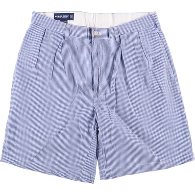 古着 ラルフローレン Ralph Lauren POLO GOLF ポロゴルフ FAIRWAY SHORT ギンガムチェック ツータック シアサッカーショーツ ショートパンツ メンズw34相当/eaa586228