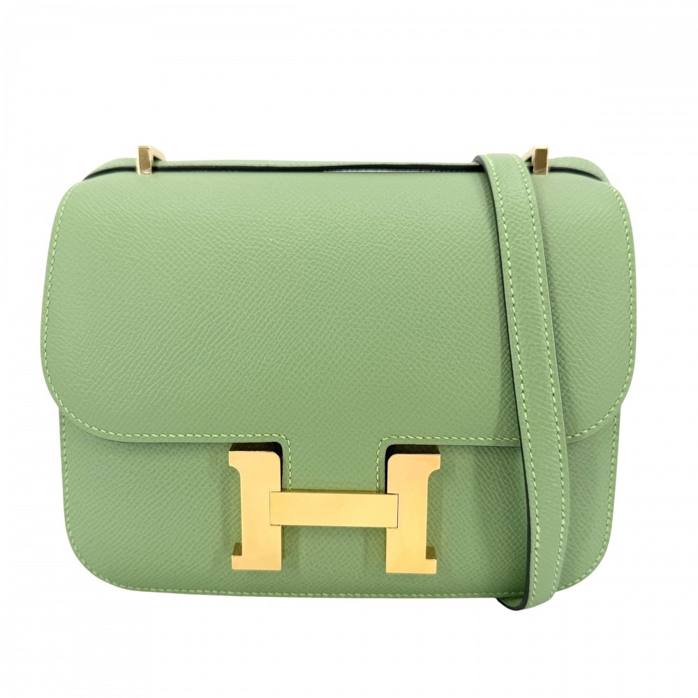 HERMES エルメス ショルダーバッグ コンスタンス18 ポシェット 肩掛け 斜め掛け 本革 Z刻印 ヴォーエプソン    グリーン 緑 ゴールド金具 レディース 2021年【中古品】