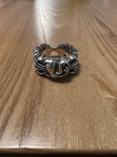Chrome Hearts Double Floral Cross Heart Ring "Silver"