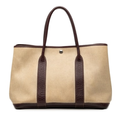 エルメス ガーデンパーティPM トートバッグ ハンドバッグ ベージュ ブラウン トワルアッシュ ネゴンダ レディース HERMES 【中古】