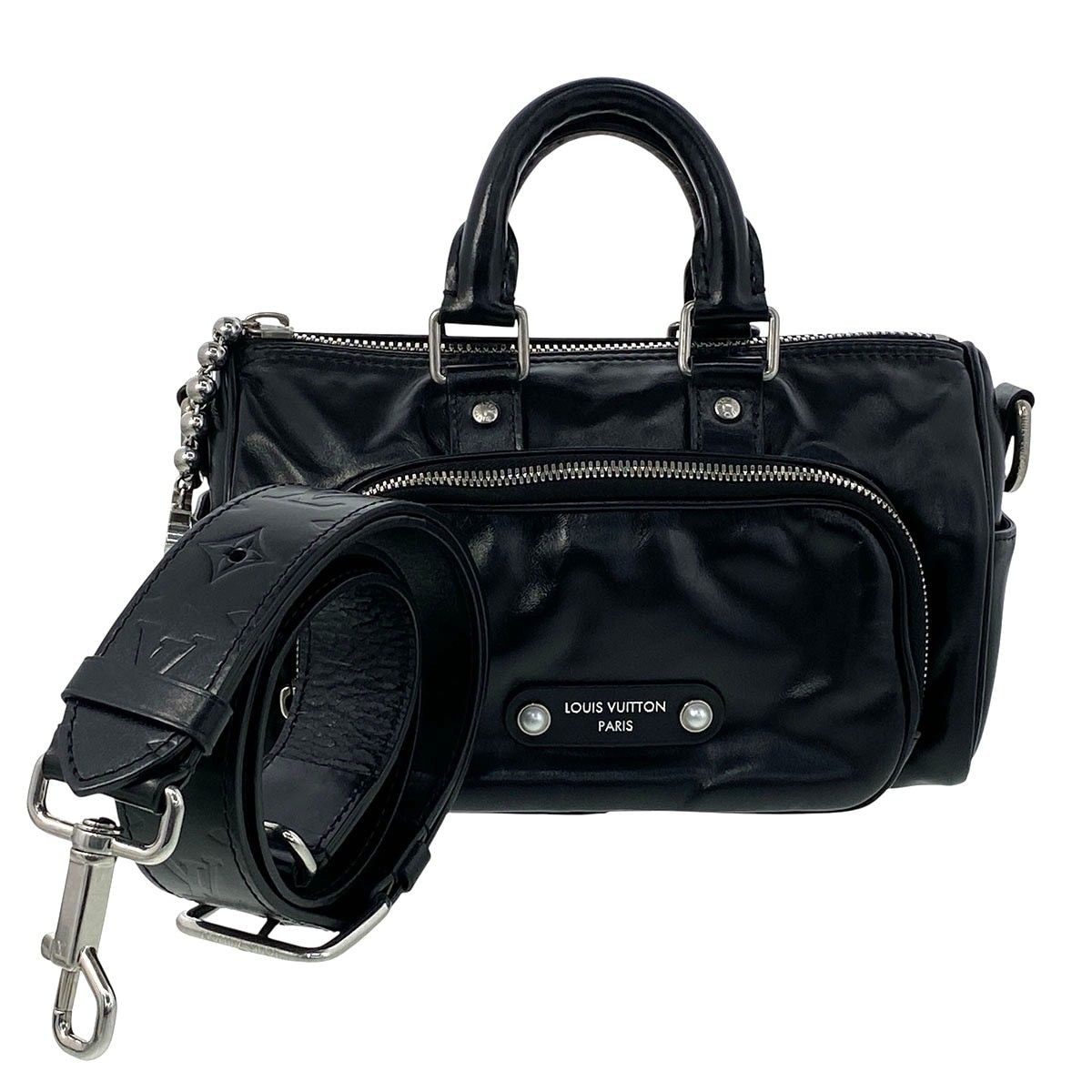 LOUIS VUITTON ルイ・ヴィトン キーポル カーゴ バンドリエール ショルダーバッグ M13988 レザー ブラック  メンズ【中古】
