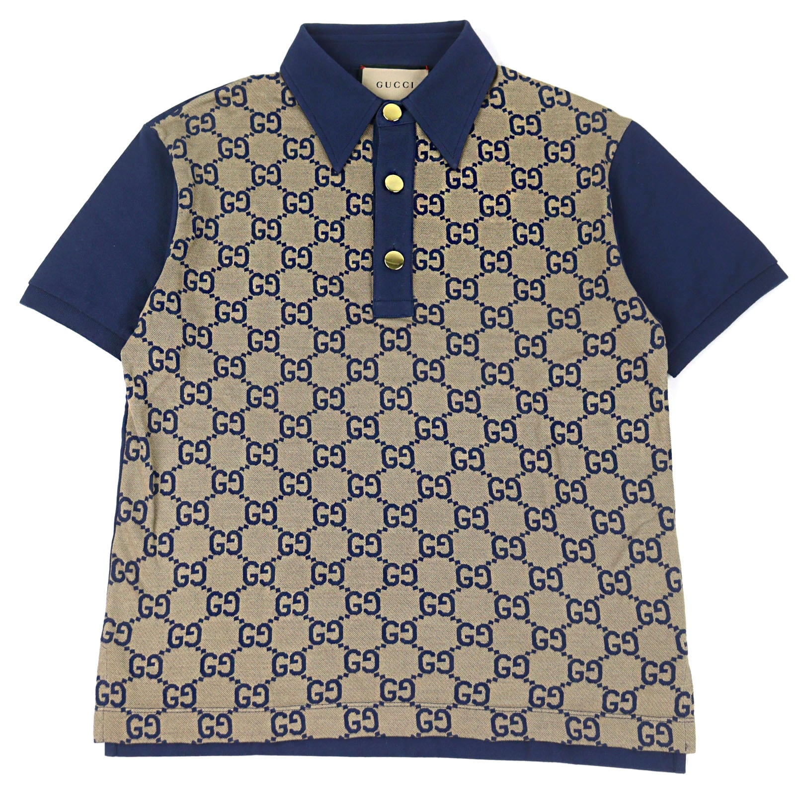 美品 グッチ GGマキシコットンシルクポロシャツ メンズ XS 682015