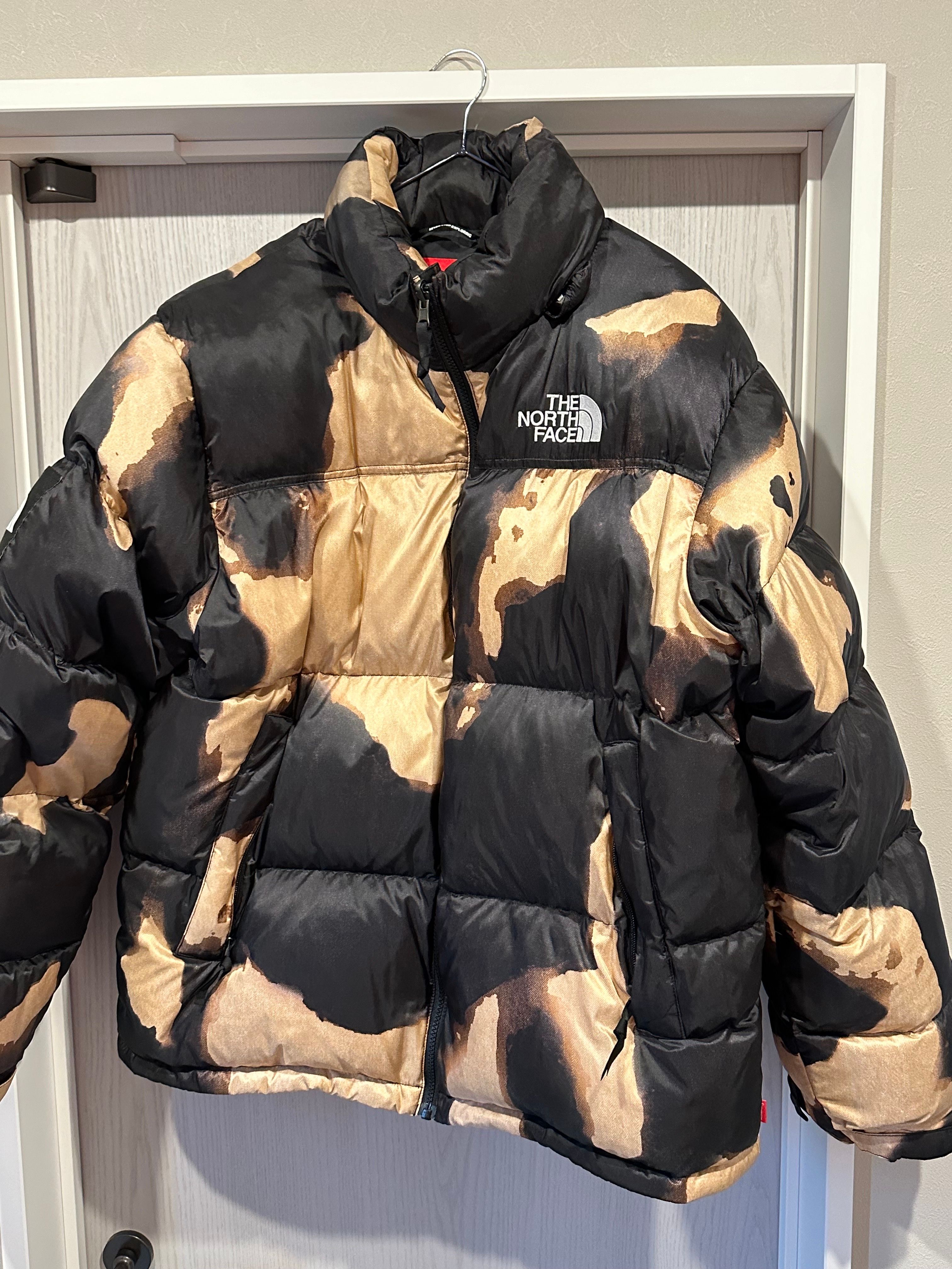 Supreme x The North Face Bleached Denim Print Nuptse Jacket "Black"