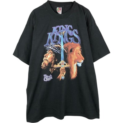 古着 90年代 フルーツオブザルーム FRUIT OF THE LOOM JESUS CHRIST イエスキリスト 宗教 アニマル柄 プリントTシャツ メンズXXL相当 ヴィンテージ/eaa665231