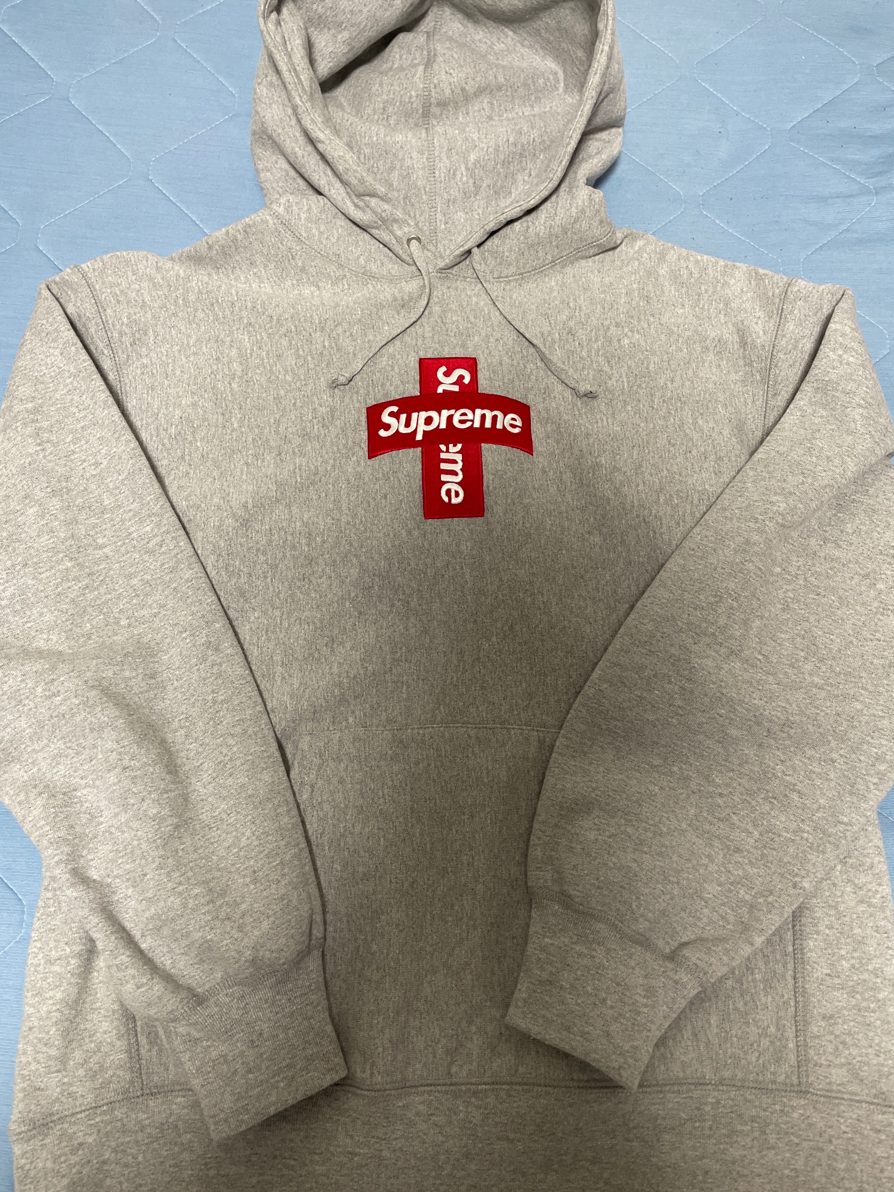 Supreme Cross Box Logo Hooded Sweatshirt "Grey"