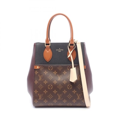 ルイ・ヴィトン LOUIS VUITTON フォールド トートMM 2WAY ハンドバッグ バッグ PVCコーティングキャンバス レザー モノグラム ノワール レディース ブラック系 / ボルドー系 / マルチカラー M45409 【中古】