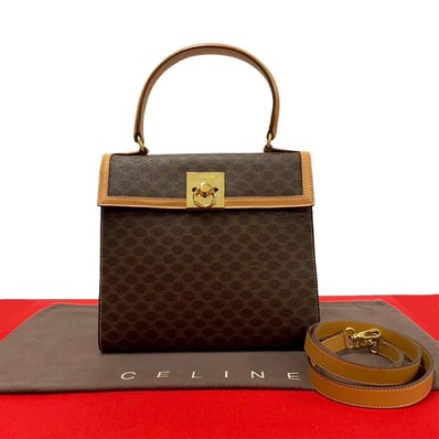CELINE セリーヌ マカダム ブラゾン 柄 ロゴ リング 金具 レザー PVC ショルダーバッグ ブラウン
51012