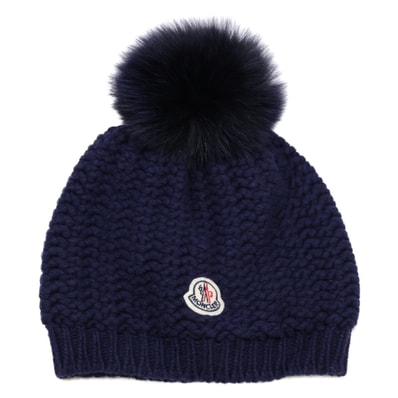 モンクレール 【即決/国内正規】BERRETTO フォックスファー ボンボン付 ベレー帽 S