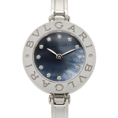 ブルガリ BVLGARI B-zero1 12Pダイヤ 腕時計 時計 ステンレススチール ダイヤモンド レディース ブルー系 ブルーシェル BZ22S 【中古】