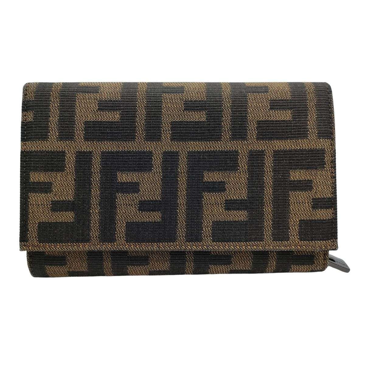フェンディ財布 FENDI ズッカ柄 二つ折り財布 キャンパス