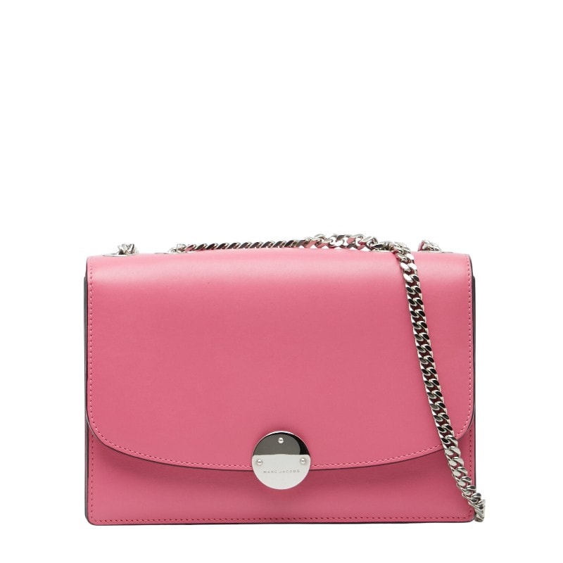 マークジェイコブス ロゴ チェーン ショルダーバッグ ピンク レザー レディース MARC JACOBS 【中古】