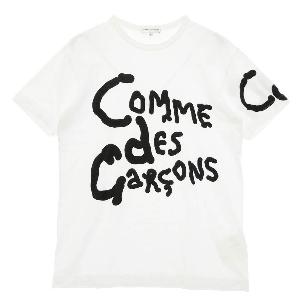 COMME des GARCONS コムデギャルソン 23SS OK-T103 青山店限定 Alisa Yoffe アリサ ヨッフェ 手書き風ロゴ グラフィックTシャツ ホワイト系 XL【中古】