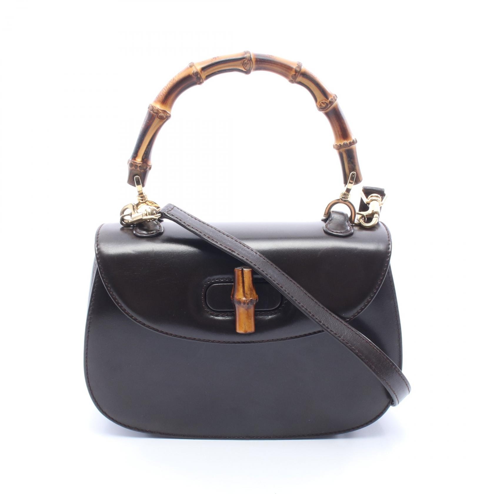 グッチ GUCCI バンブー 2WAY ハンドバッグ バッグ レザー レディース ブラック系 000・2046・0188 【中古】