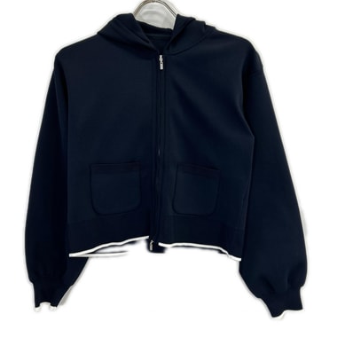 フォクシーニューヨーク 24年 44438 ネイビー CARDIGAN ALIGN ジップアップパーカー 38