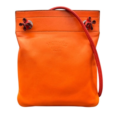 HERMES 美品 エルメス サック アリーヌ ミニ フー ショルダーバッグ スイフト B刻印 2023年製造 レザー オレンジ クロスボディ ミニバッグ ポシェット ABランク 中古 鑑定済 エルメスバッグ