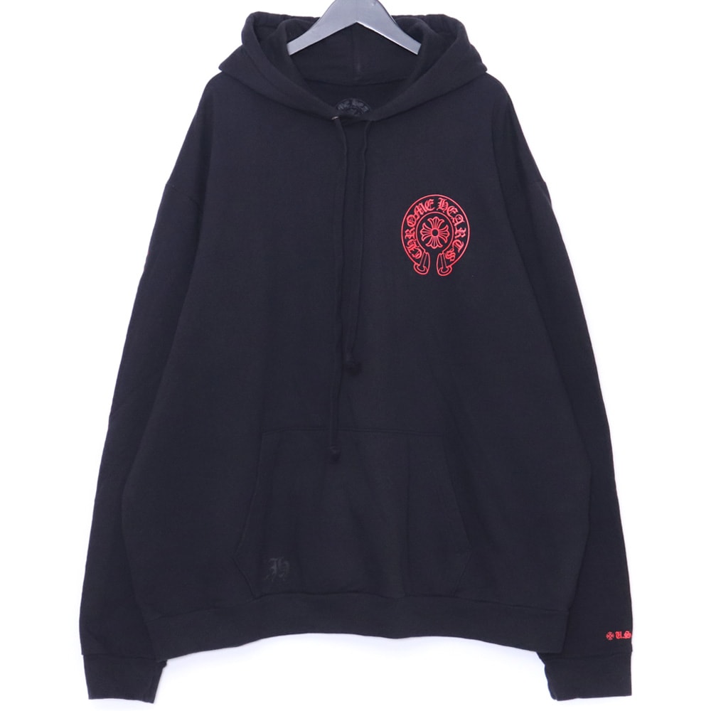 Chrome Hearts Back Horse Shoe Logo Glitter Print Hoodie Online Exclusive "Black/Red"
