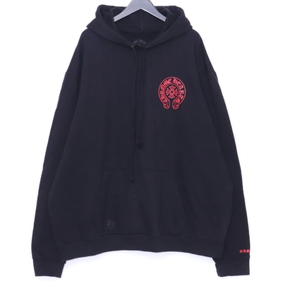 Chrome Hearts Back Horse Shoe Logo Glitter Print Hoodie Online Exclusive "Black/Red"