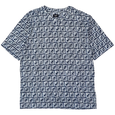 【極美品】FENDI フェンディ Tシャツ サイズ XXL メンズ ロゴ FF ズッカ モノグラム プルオーバー ショートスリーブ 半袖 オーバーサイズ トップス ネイビー 紺 総柄 イタリア製