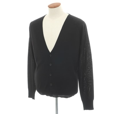 【中古】バレンシアガ BALENCIAGA ハイゲージ ウールシルクカシミヤ カーディガン ブラック【サイズM】【メンズ】