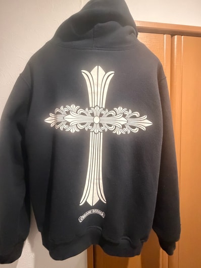 Chrome Hearts Floral Cross Lined Zip Up Hoodie "Black"