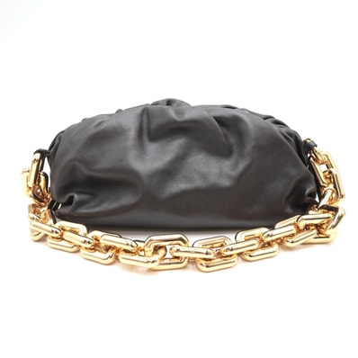 BOTTEGA VENETA(ボッテガヴェネタ)ザ・チェーン ポーチ ショルダーバッグ ダークブラウン レザー ゴールドチェーン レディース【中古】