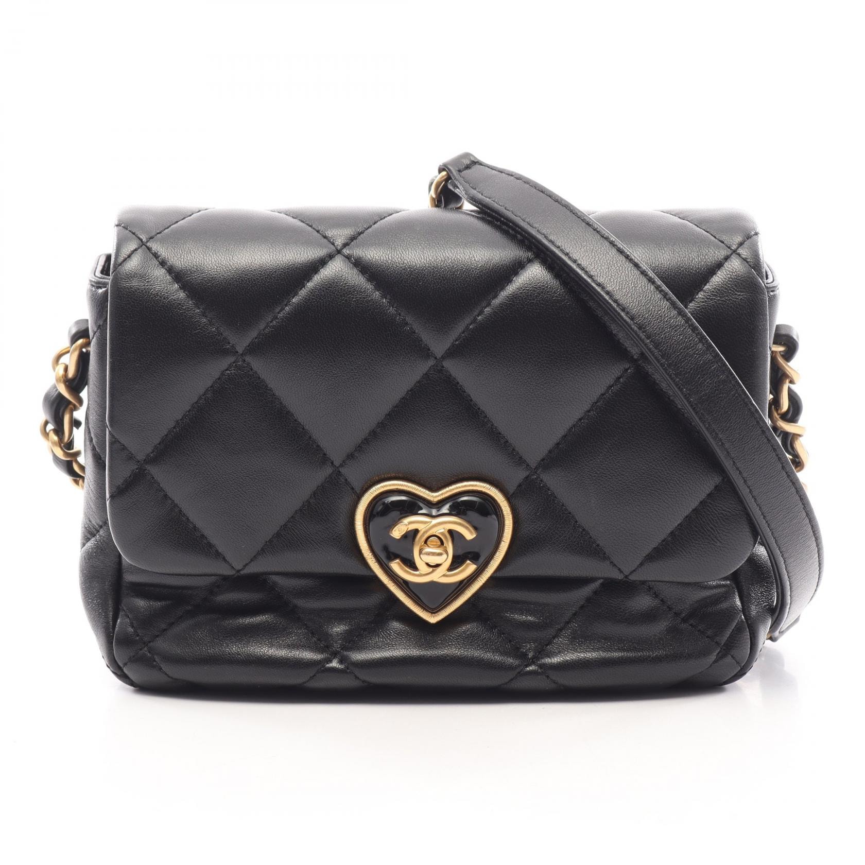シャネル CHANEL マトラッセ ハートロック ショルダーバッグ バッグ ラムスキン(羊革) レディース ブラック系 AS3979 【中古】